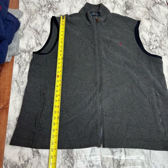 Polo Ralph Lauren Vest 100% Cotton Mens XXL dark Gray Performance Full Zip up - Picture 5 of 8